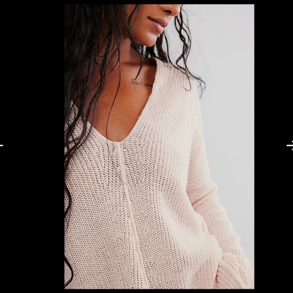 NEW Free People We The Free jamie Linen V-neck Sweater in Starfish Small $168 - Picture 2 of 11